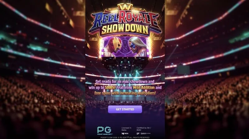 Reel Royale Showdown - κύρια οθόνη με τροχούς και τρεις υποδοχές Wild Addition